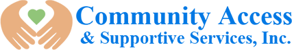 Community Access & Supportive Services logo with hands and heart.
